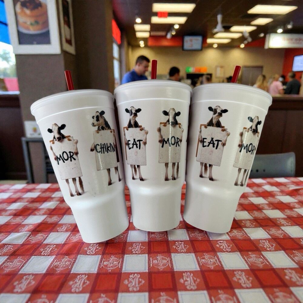 3 Chick-fil-A Eat Mor Chikin Billboard Cows Classic Cups LIMITED EDITION